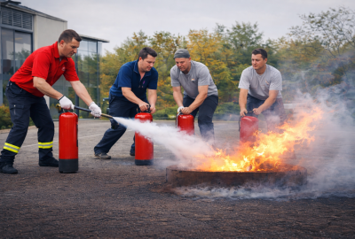 Feuerlöscher-Training im Freien